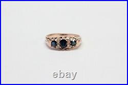 Vintage 9k Rose Gold ENGLISH Antique Style Sapphire Ring Vintage Gold Ring