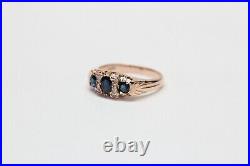 Vintage 9k Rose Gold ENGLISH Antique Style Sapphire Ring Vintage Gold Ring