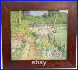 Vintage ART DECO Painting English Summer Garden FRANCES DRUMMOND (fl. 1896-1925)