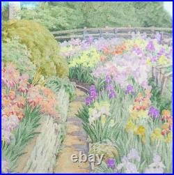 Vintage ART DECO Painting English Summer Garden FRANCES DRUMMOND (fl. 1896-1925)