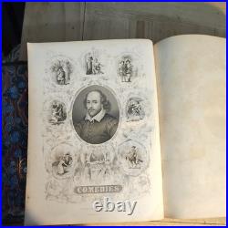 Vintage Antique 1859 Shakespeare Complete Works 2 volumes. Comedy and tragedy