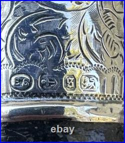 Vintage Antique 19C English Sterling Silver Wood Swagger Knob Walking Stick Cane