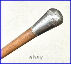Vintage Antique 19C English Sterling Silver Wood Swagger Knob Walking Stick Cane