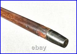 Vintage Antique 19C English Sterling Silver Wood Swagger Knob Walking Stick Cane