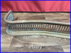 Vintage Antique Brass Curved Fireplace Hearth Surround Fender Guard Gate Fence