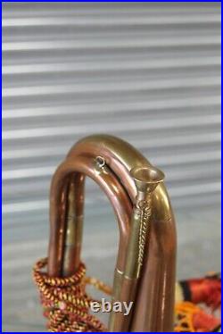 Vintage Antique Brass English Military Army Bugle Horn Ubique Royal Artillery