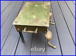 Vintage Antique Brass Fireplace Footman Trivet Teapot Kettle Stand Plant English