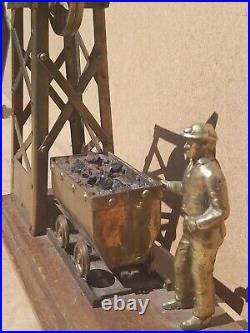 Vintage Antique Brass minor pits Decorative Display miners coal top mine diarama