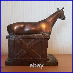 Vintage Antique Bronze Horse Sculpture English Equestrian Champion Trophy 7x6.5