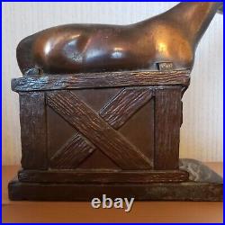 Vintage Antique Bronze Horse Sculpture English Equestrian Champion Trophy 7x6.5