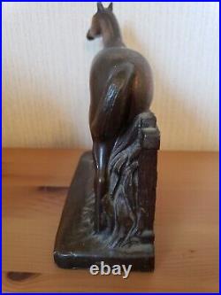 Vintage Antique Bronze Horse Sculpture English Equestrian Champion Trophy 7x6.5