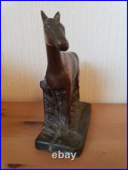 Vintage Antique Bronze Horse Sculpture English Equestrian Champion Trophy 7x6.5