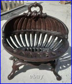 Vintage Antique Cast Iron Fire Grate Basket Olde English Cottage broken leg