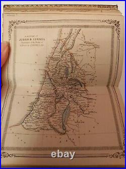 Vintage Antique Christian Holy Bible hand coloured map palestine asia Book 1857