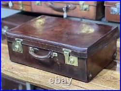 Vintage Antique Chunky English Leather W. H Smith Suitcase Motoring Case