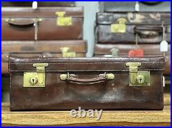 Vintage Antique Chunky English Leather W. H Smith Suitcase Motoring Case