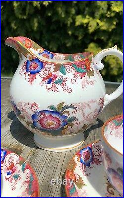 Vintage Antique Coalport English China Tea Set And Milk Jug With Flower Design