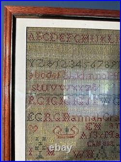 Vintage Antique Cross Stitch Alphabet Number Sampler Hannah Graham See Desc