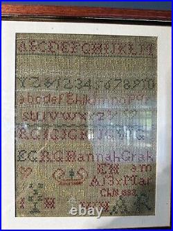 Vintage Antique Cross Stitch Alphabet Number Sampler Hannah Graham See Desc