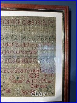 Vintage Antique Cross Stitch Alphabet Number Sampler Hannah Graham See Desc