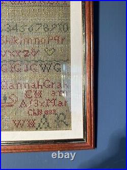 Vintage Antique Cross Stitch Alphabet Number Sampler Hannah Graham See Desc