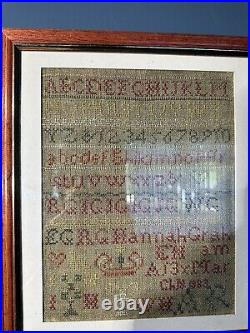 Vintage Antique Cross Stitch Alphabet Number Sampler Hannah Graham See Desc