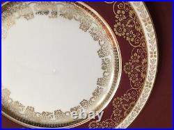 Vintage Antique Crown Duncan A. G. R. 10 Royal Red & Gold on White, Dinner Plate