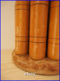 Vintage Antique Early 20th-Century English Wooden Skittle Set