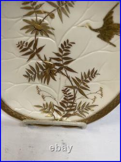 Vintage Antique English 1890 Blush Ivory Royal Worcester Bird Floral Plate