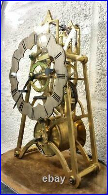 Vintage Antique English 19th 8Day Fuse Skeleton Time Piece Mantel Clock Art Deco