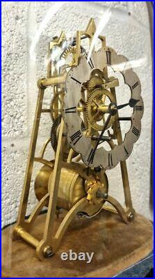 Vintage Antique English 19th 8Day Fuse Skeleton Time Piece Mantel Clock Art Deco