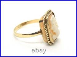 Vintage/Antique English 9ct Gold Cameo Ring. Size P 1/2. Good Condition
