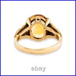 Vintage / Antique English 9k Yellow Gold Citrine Celtic Knot Ring 7.75