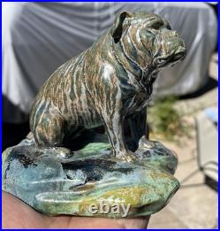 Vintage Antique English American bulldog Pit Bull dog ceramic figure Glazed