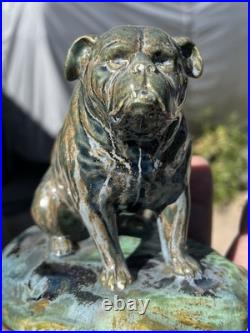 Vintage Antique English American bulldog Pit Bull dog ceramic figure Glazed