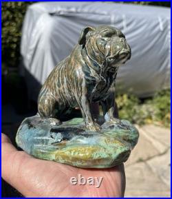 Vintage Antique English American bulldog Pit Bull dog ceramic figure Glazed