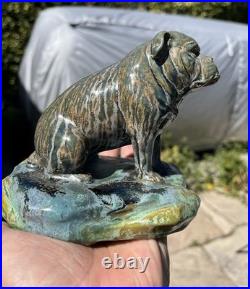 Vintage Antique English American bulldog Pit Bull dog ceramic figure Glazed