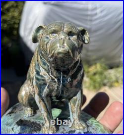 Vintage Antique English American bulldog Pit Bull dog ceramic figure Glazed