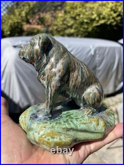 Vintage Antique English American bulldog Pit Bull dog ceramic figure Glazed