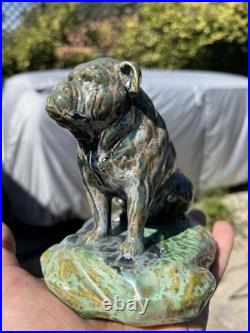 Vintage Antique English American bulldog Pit Bull dog ceramic figure Glazed