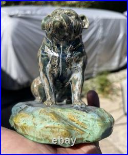 Vintage Antique English American bulldog Pit Bull dog ceramic figure Glazed