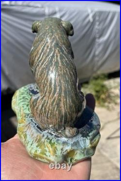 Vintage Antique English American bulldog Pit Bull dog ceramic figure Glazed