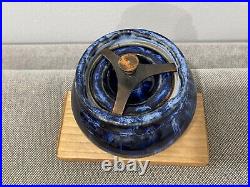 Vintage Antique English Aodian Blue Glazed Pottery Tobacco Jar Humidor