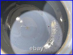 Vintage Antique English Aodian Blue Glazed Pottery Tobacco Jar Humidor