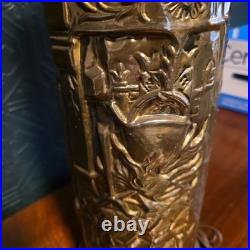 Vintage Antique English Brass Figural Scenic Embossed Lamp