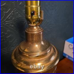 Vintage Antique English Brass Figural Scenic Embossed Lamp