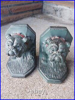 Vintage Antique English Bulldog Bookends Art Bull Dog Bronze Rare Decorative