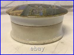 Vintage Antique English Ceramic Box with Dr. Johnson & Other Men Decoration