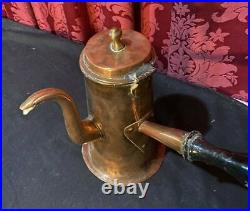 Vintage Antique English Country Kitchen Copper Handled Teapot