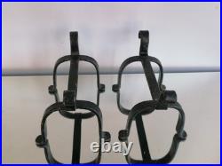 Vintage Antique English Fireplace Hearth Andirons Cast Iron Fire Dogs Rare